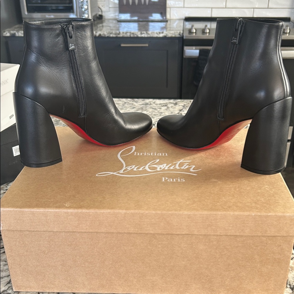 Christian Louboutin  Turela Black Heeled Boots with Red Soles 38
